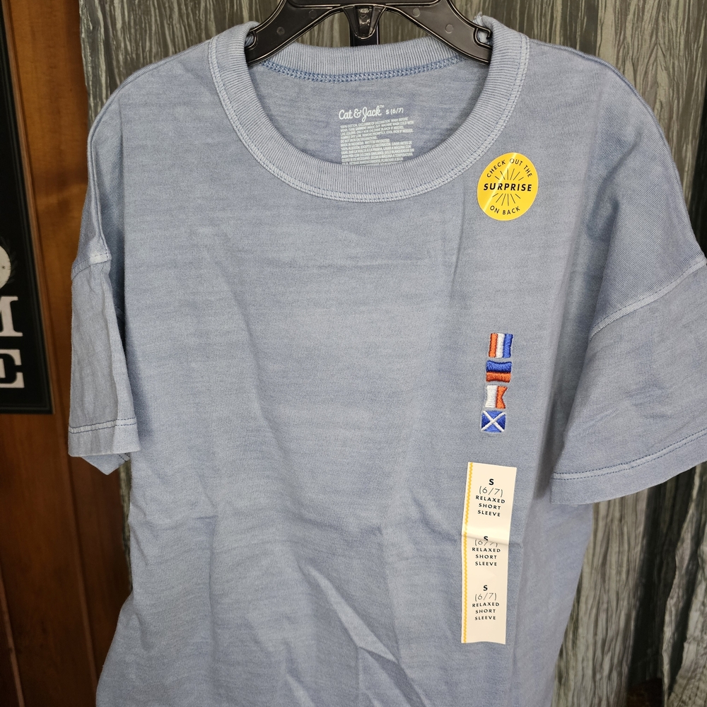 Cat & Jack Light Blue Tee with Embroidered Accents